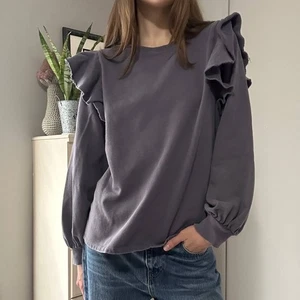 Dusty Purple Ruffle Sleeve Crewneck Sweatshirt Damen Gr. M Whimsigoth Boho - Bild 1 von 9