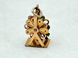 Antik 1940er Emaille Gold gefüllt beweglich Riesenrad Anhänger - Bild 1 von 4