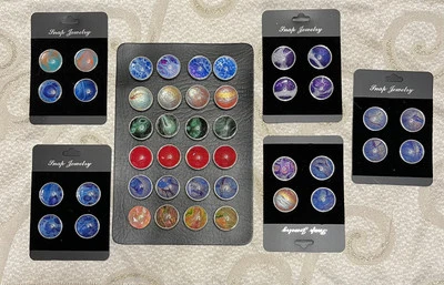 44 Round Snap Buttons Colorful Acrylic For Snap Jewelry. Includes Holders - Image 1 of 3