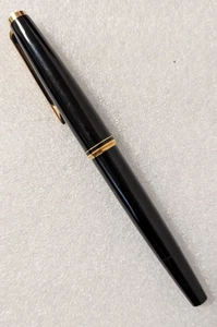Montblanc 221 Füllfederhalter 585 Goldfeder Schwarz & Gold Fountain Pen Vintage - Picture 1 of 24