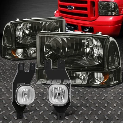 FARO CARCASA AHUMADA + PARACHOQUES + ESQUINA + LUZ ANTINIEBLA CROMADA OE PARA 99-04 SUPERDUTY Foto 1 de 4