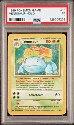 PSA 1 PR 1999 Base Set Venusaur 15/102 Holo Foil Pokemon WOTC Unlimited - Image 1 of 2