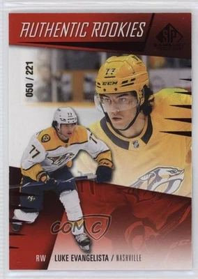 2023-24 SP Game Used Authentic Rookies Red /221 Luke Evangelista #223 Rookie RC - Image 1 of 2