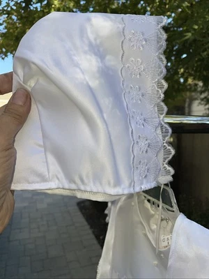 Baby Toddler Wedding Dress LA Sandra Size 2 White Satin 3 Pieces Vintage - Image 1 of 4