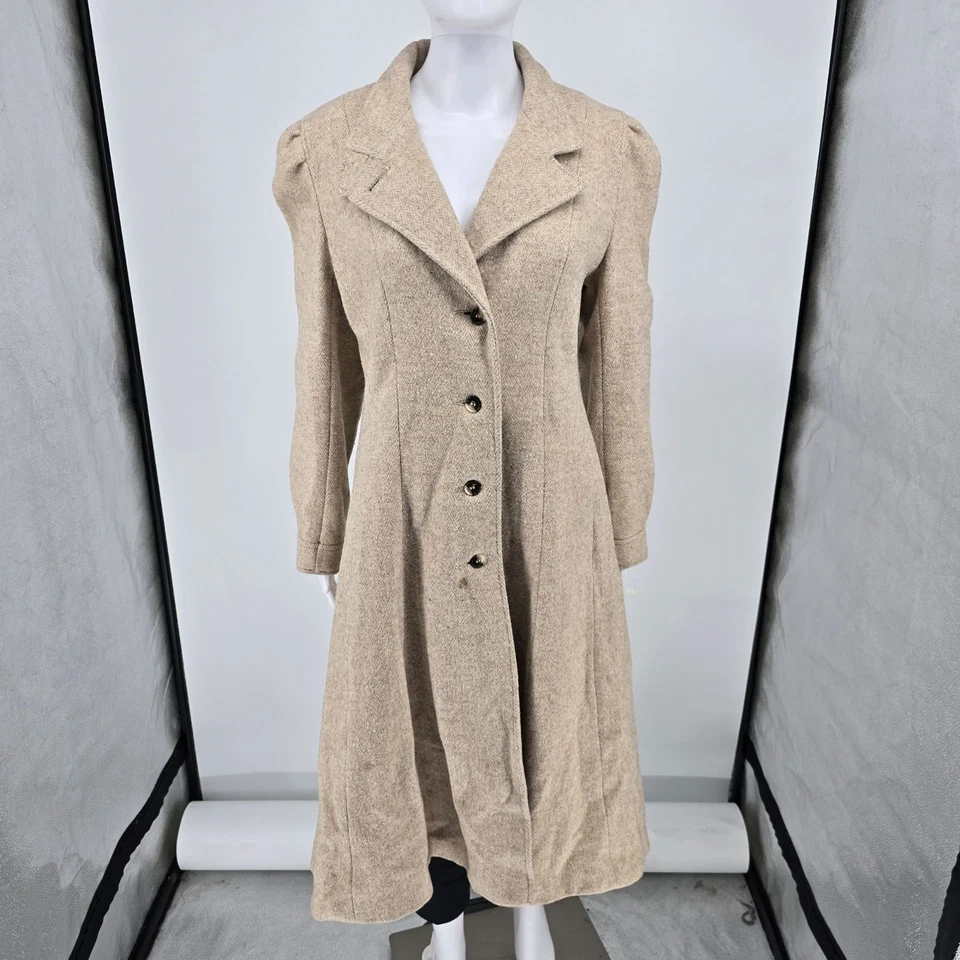 Jill Jr. vintage años 80 Abrigo de espiga entallado y acampanado de mezcla de lana (M) Foto 1 de 4