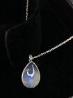 925 Sterling Silver Blue Flashy Rainbow Moonstone Necklace Handmade Necklace