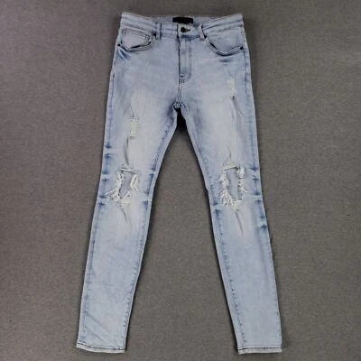 Pantalones de mezclilla Forever 21 para hombre ajustados cintura 31 elásticos modernos súper ajustados lavado claro Foto 1 de 4