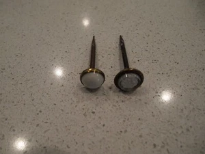 2 Vintage Victorian Picture Nails: Porcelain, Sulfide White Glass - Picture 1 of 7
