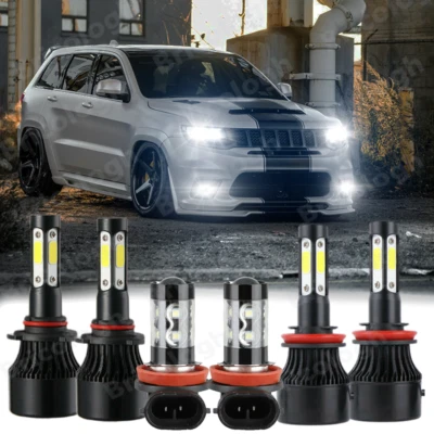 Para Jeep Grand Cherokee 2014-2018 Combo 6x 4 lados 6000K faros LED + bombillas antiniebla Foto 1 de 4