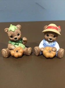 Homco Fall/Halloween Harvest Porcelain Bears #1426 Set Of 2 - Picture 1 of 6