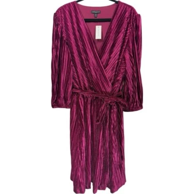 NWT Lane Bryant Long Sleeve Faux Wrap Velvet Midi Dress 26/28 - Image 1 of 4