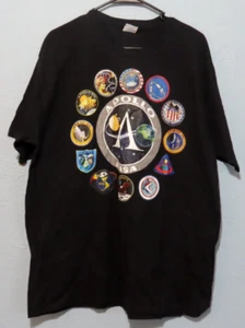Nasa Apollo Missioni Maglietta Nera Uomo XL Gildan Emblemi 11 Missioni Apollo Nuova senza etichette - Foto 1 di 4