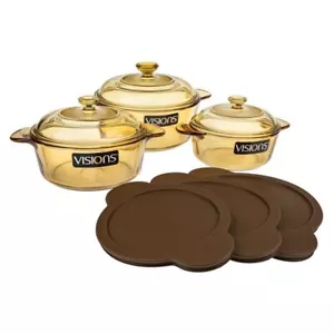 Visions - Versa Pyroceram Casseroles with Lids Set of 6 with Storage Lids - Picture 1 of 3