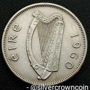 Ireland ๐ฎ๐ช Eire 6 Pence 1960. KM#13a. Sixpence coin. Wolfhound. Dog. Animal 6d - Picture 1 of 7