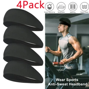 4PCS Men Women Stretch Sports Headband Stretch Yoga Gym Hair Band Wrap Sweatband - Picture 1 of 13