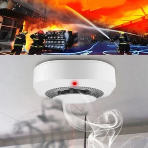 80dB Smoke Fire Alarm 433Mhz 360° Audible Visual Sensor 9V Wireless Detection - Picture 1 of 5