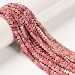 Natural Pink Petrified Rhodonite Heart Shape Beads Size 4mm 15.5'' Strand - Picture 1 of 2