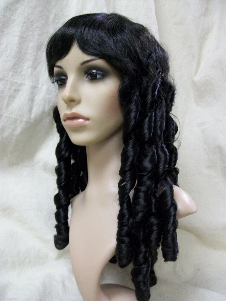 Peruca boneca bebê preta cachos anel era guerra civil Southern Belle Mary Todd Lincoln - Imagem 1 de 4