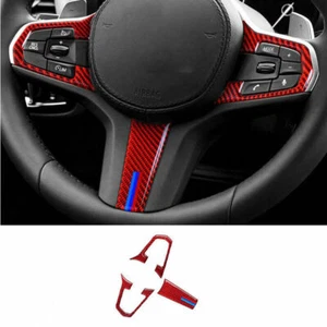 For BMW X3 G01 X4 G02 2018-2021 Red Carbon Fiber Steering Wheel Decor Cover Trim - Bild 1 von 5