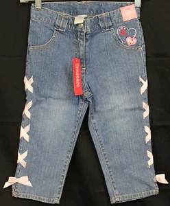 NEW 2007 Gymboree Love is in The Air Denim Long Shorts Capris Lace up Jeans s 8 - Picture 1 of 7