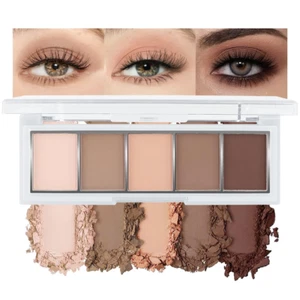 Neutral Nude Brown Eyeshadow Palette Makeup, 5 Colors Velvety Matte Finish, Cool - Picture 1 of 7