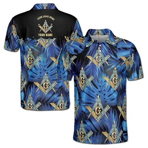 Camisa Polo Personalizada Maestro Masonería Tropical Palmera Para Hombre S-5XL - Imagen 1 de 5