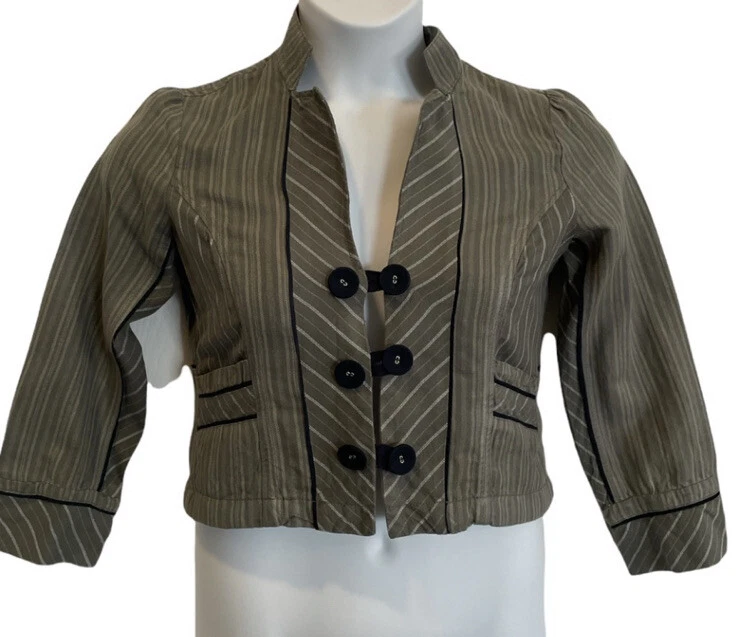 Blazer corto Urban Outfitters Kimchi azul verde oliva mezcla de lino. Talla mediana Foto 1 de 4