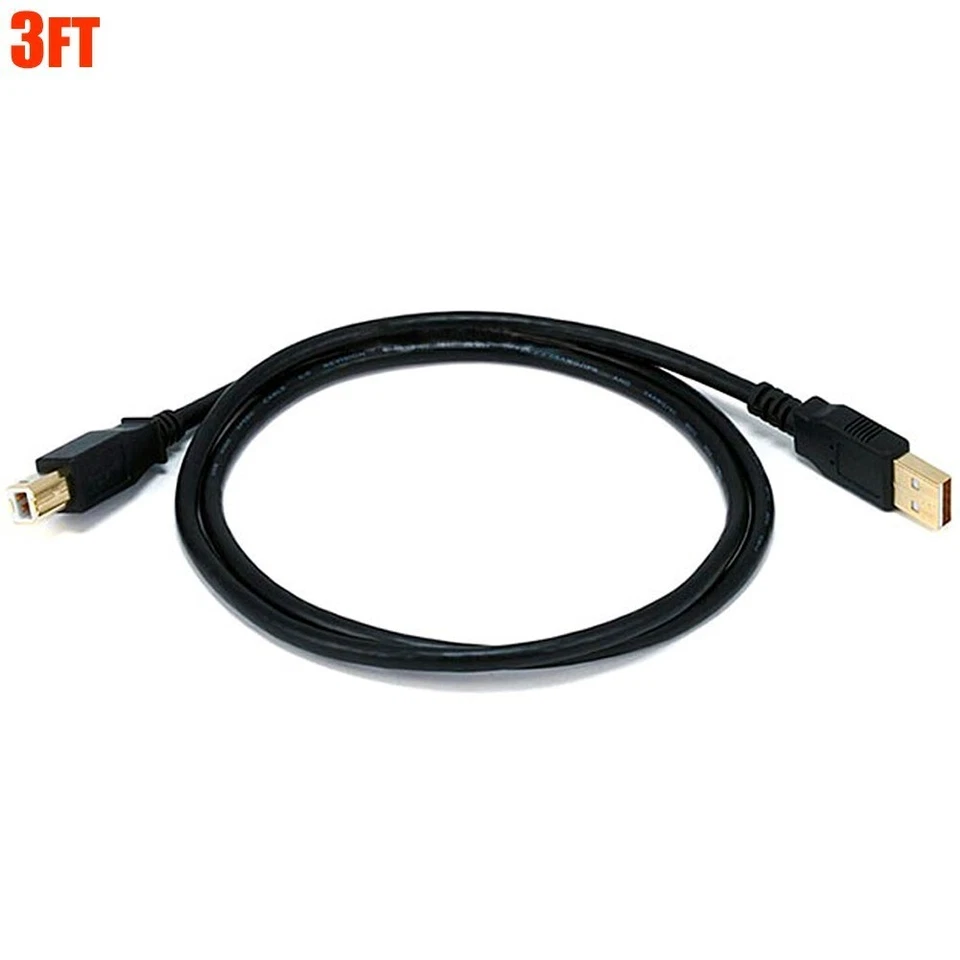 3FT USB Type A to B Male High Speed Printer Scanner Data Cable Cord Gold Plated - Image 1 of 3