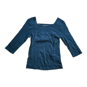 Women's Ann Taylor 100% Cotton Size Medium 3/4" Sleeve Black Top Shirt - Picture 1 of 5