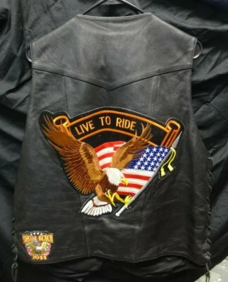 First Classics Leather Gear Vest XL Myrtle Beach 2011 & Live to Ride Patches - Image 1 of 4