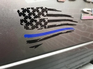 Thin Blue Line American Flag Distressed Police Support Cop With Dept Name Added - Picture 1 of 6