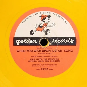 Vtg Pinocchio Golden Record Wish Upon Star 78 RPM  Sleeve for Hi Diddle Dee Dee - Picture 1 of 11