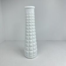 Vintage E.O. Brody 1 Each Waffle Milk Glass Bud Vase Hobnail Top Square Quilted