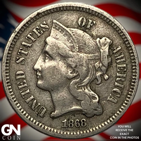 1868 3 Cent Nickel Piece  Q7184 Cover