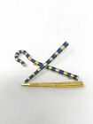 Vintage Blue Gold Egyptian Crook & Flail Pin Brooch