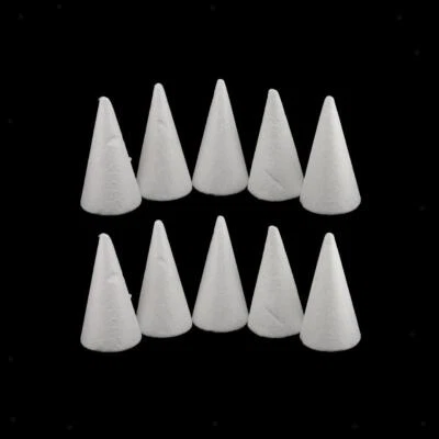 10pcs 10cm Cone Shaped Modelling Polystyrene Styrofoam Ornaments DIY Crafts - Image 1 of 4