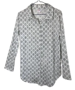 Blusa túnica S LuLa Roe para mujer manga larga gris y blanco botones cómoda nueva sin etiquetas - Imagen 1 de 8