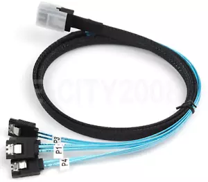 Internal Mini SAS SFF-8087 Host to 4 SATA 7pin Target Hard Disk 6Gbps Data Cable - Picture 1 of 12