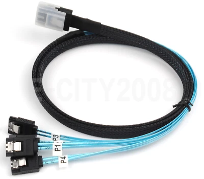 Mini SAS SFF-8087 to 4 SATA 7Pin Multi-Lane Forward Breakout Internal Cable 50cm - Image 1 of 4