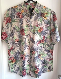 H&M Tropical Hawaiian Cotton Shirt 44"-112cm M (134RL) - Picture 1 of 3