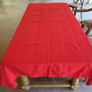 Vintage Eleganct Bright Red Tablecloth Rectangle 60" X 85" CHRISTMAS - Picture 1 of 4