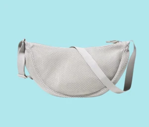 Uniqlo Round Shoulder Mesh Bag Crossbody Handbags Trendy Unisex Style Grey White - Picture 1 of 18