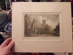 ANTIQUE PRINT OF CANTERBURY CATHEDRAL BY T.BAYNES. Ca 1830. MOUNTED - Picture 1 of 8