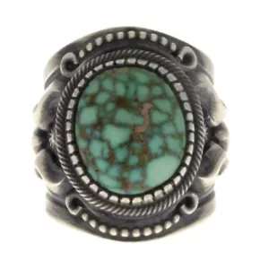 7,5 - Anello turchese naturale Birdseye Kingman dell'artista Navajo Raymond Bennett - Foto 1 di 5