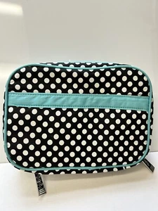 Modella Makeup Cosmetic Case Black Polka Dot W/ Teal Accents - Picture 1 of 6