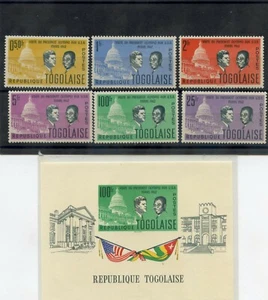 TOGO Sc 432-7,437a (MI 360-5, NEGRO 9)**F-VF NH 1962 KENNEDY VISIT, SET+S/S, $21 - Imagen 1 de 1