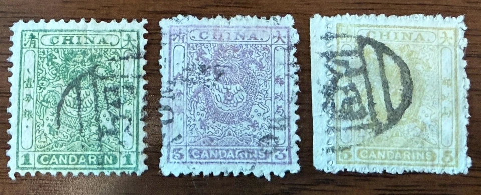 ФАРФОР 1885 Скотт #10-12 б/у набор Imperial драконов CV - $390 - Изображение 1 из 4