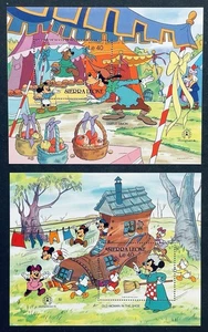 SIERRA LEONE MOTHER GOOSE DISNEY MÄRCHEN BRIEFMARKEN 2 SS SET POSTFRISCH 1986 STOCKHOLMIA - Bild 1 von 3