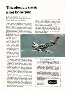 Beechcraft Aircraft - Vintage Ad - (The Adventure Classic) - 1970's - Bild 1 von 2