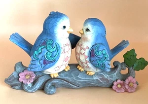 Jim Shore "HAPPINESS TOGETHER" Blue LOVE BIRDS Branch Lovebirds FIGURINE - Picture 1 of 7